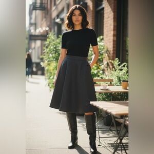 Ralph Lauren Dark Gray A-Line Wool Skirt